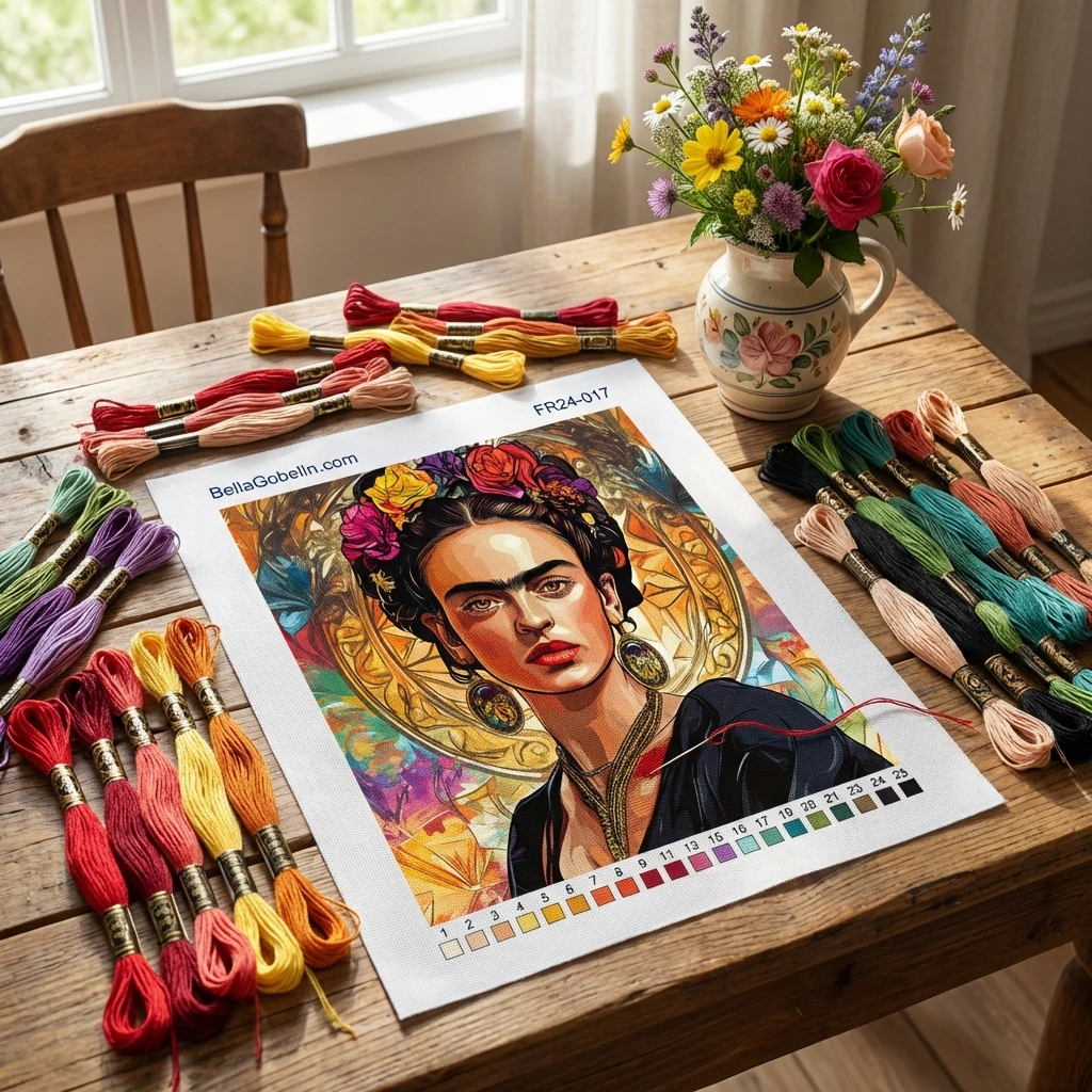 Frida Kahlo Porträt im Stil von Alphonse Mucha – FR24-017