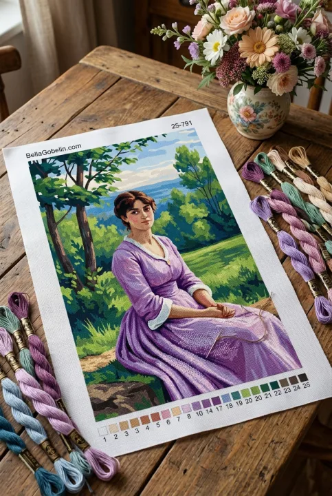 Moderene Lilla Kleid tragende Frau – 25-791