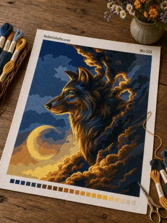 Wolf bei Vollmond