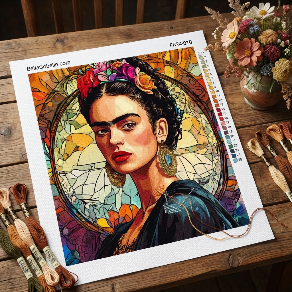 Frida Kahlo Porträt im Stil von Alphonse Mucha – FR24-010