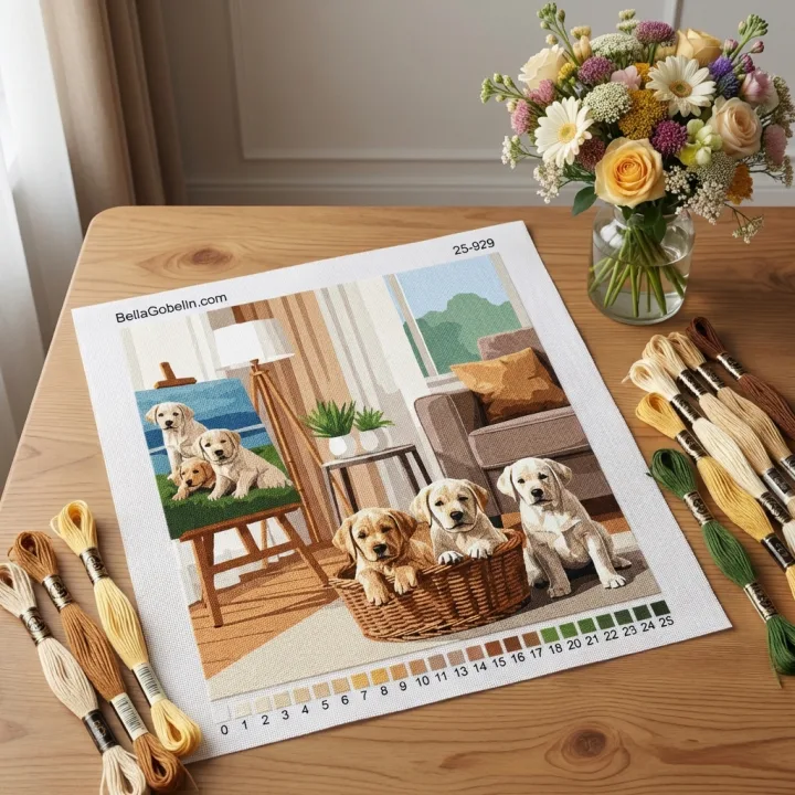 Labrador-Welpen im Wohnzimmer – 25-929