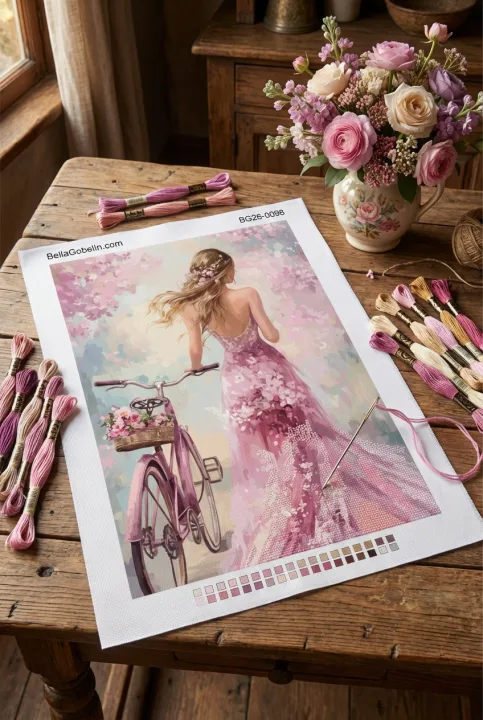 Blumenmädchen mit Fahrrad