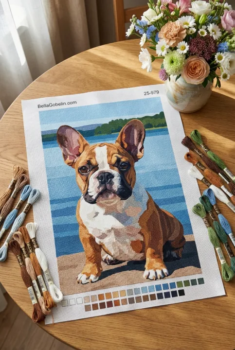 Hundeportrait – Französischer Bulldog-Welpe am See – 25-979