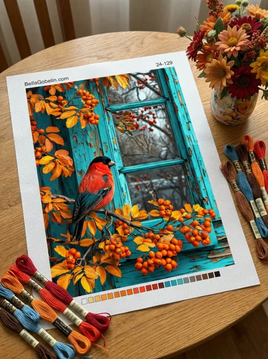 Kleiner Vogel im herbstlichen Ambiente