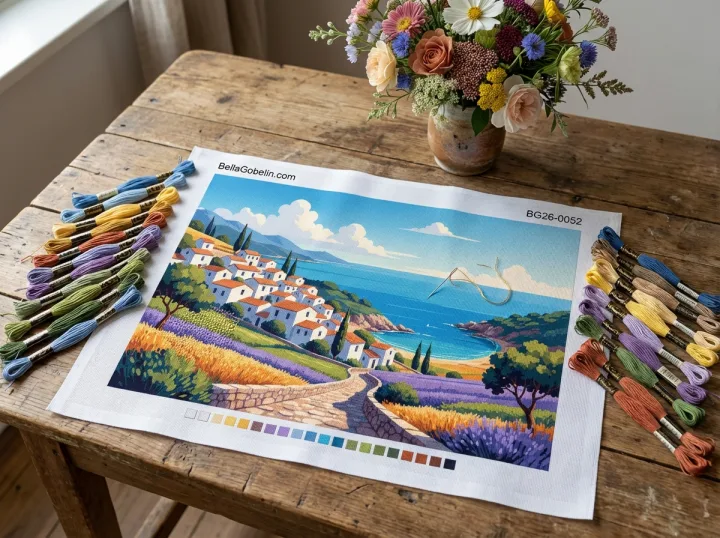 Mediterranes Landschaftsbild mit Lavendelfeld