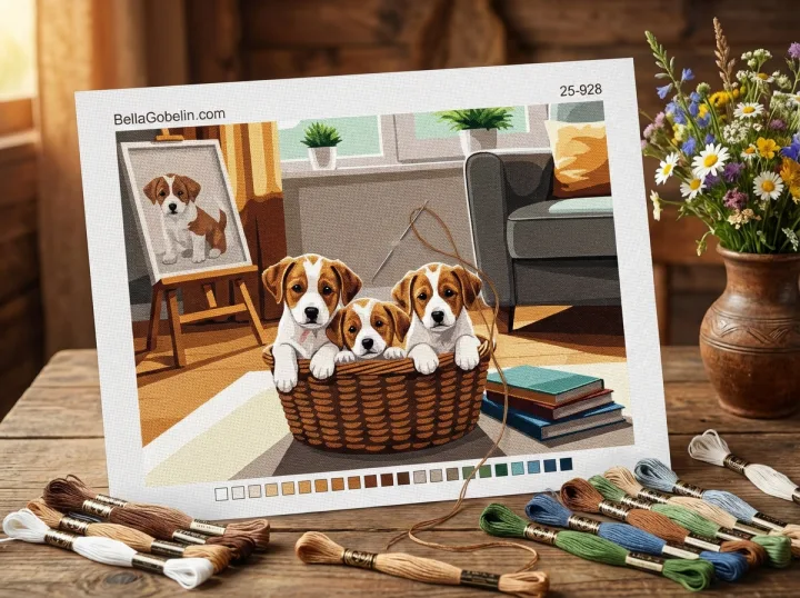 Niedliche Hunde im Wohnzimmer