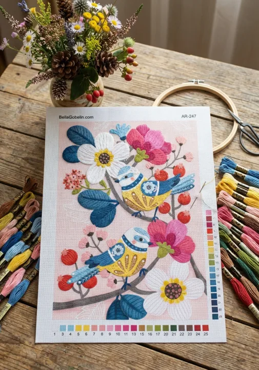 Blumen und Vögel