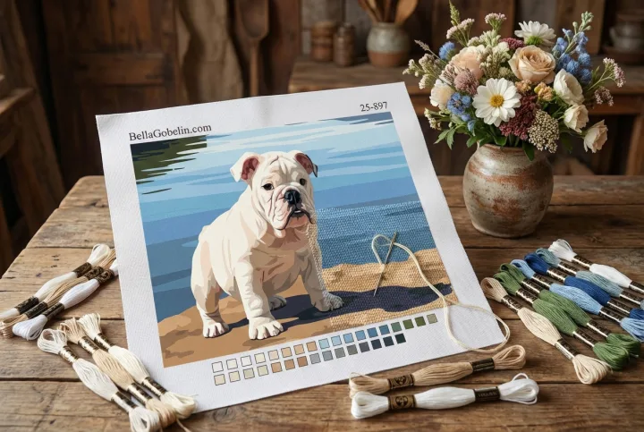 Hundeporträt – Englische Bulldogge am See – 25-897