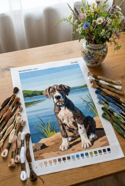 Hundeportrait – Deutsche Dogge Welpe am See – 25-963