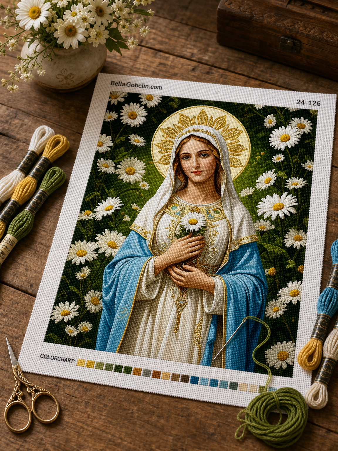 Maria mit Blumen