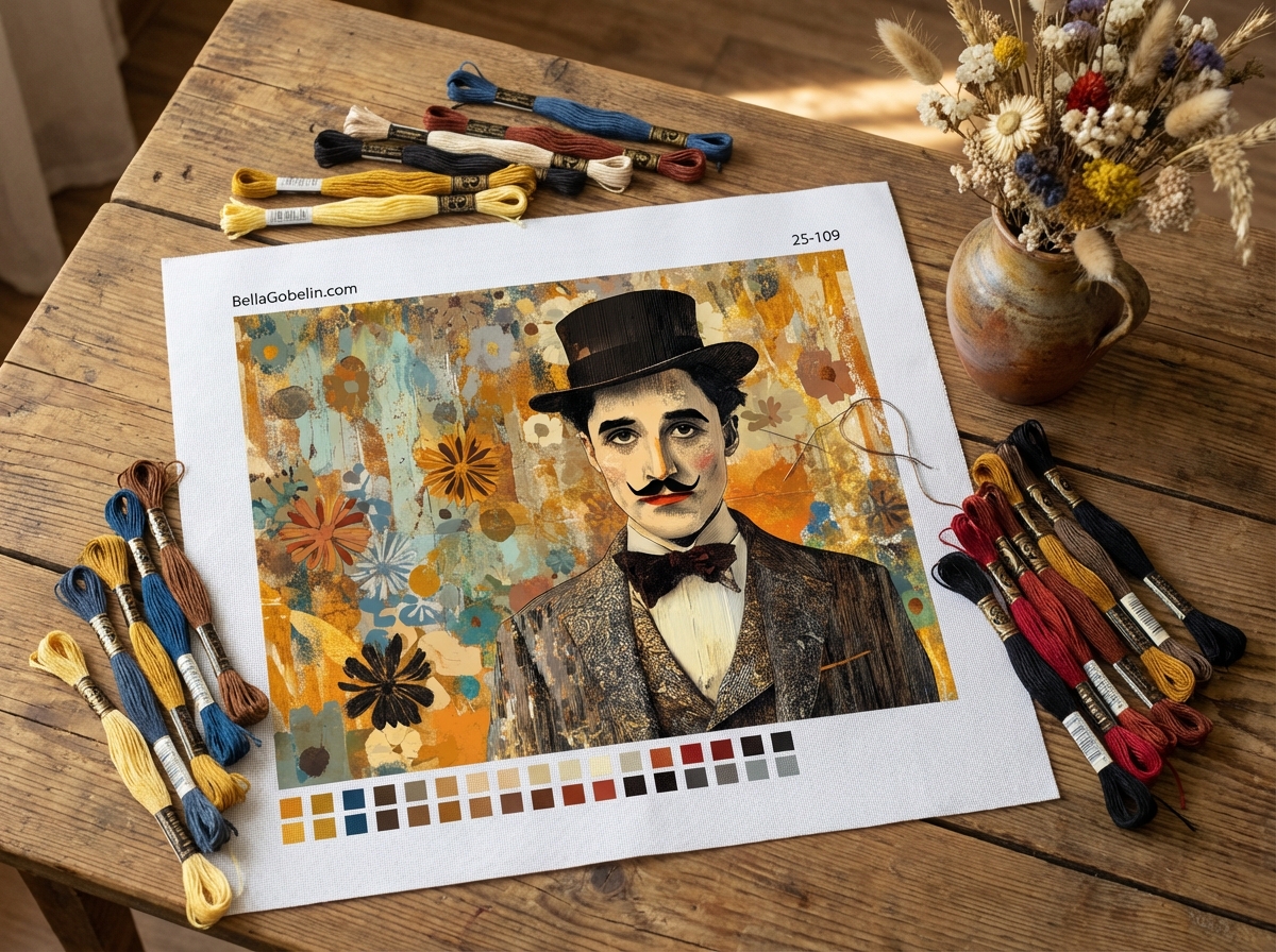 Chaplin-Porträt im Stil von Klimt – 25-109