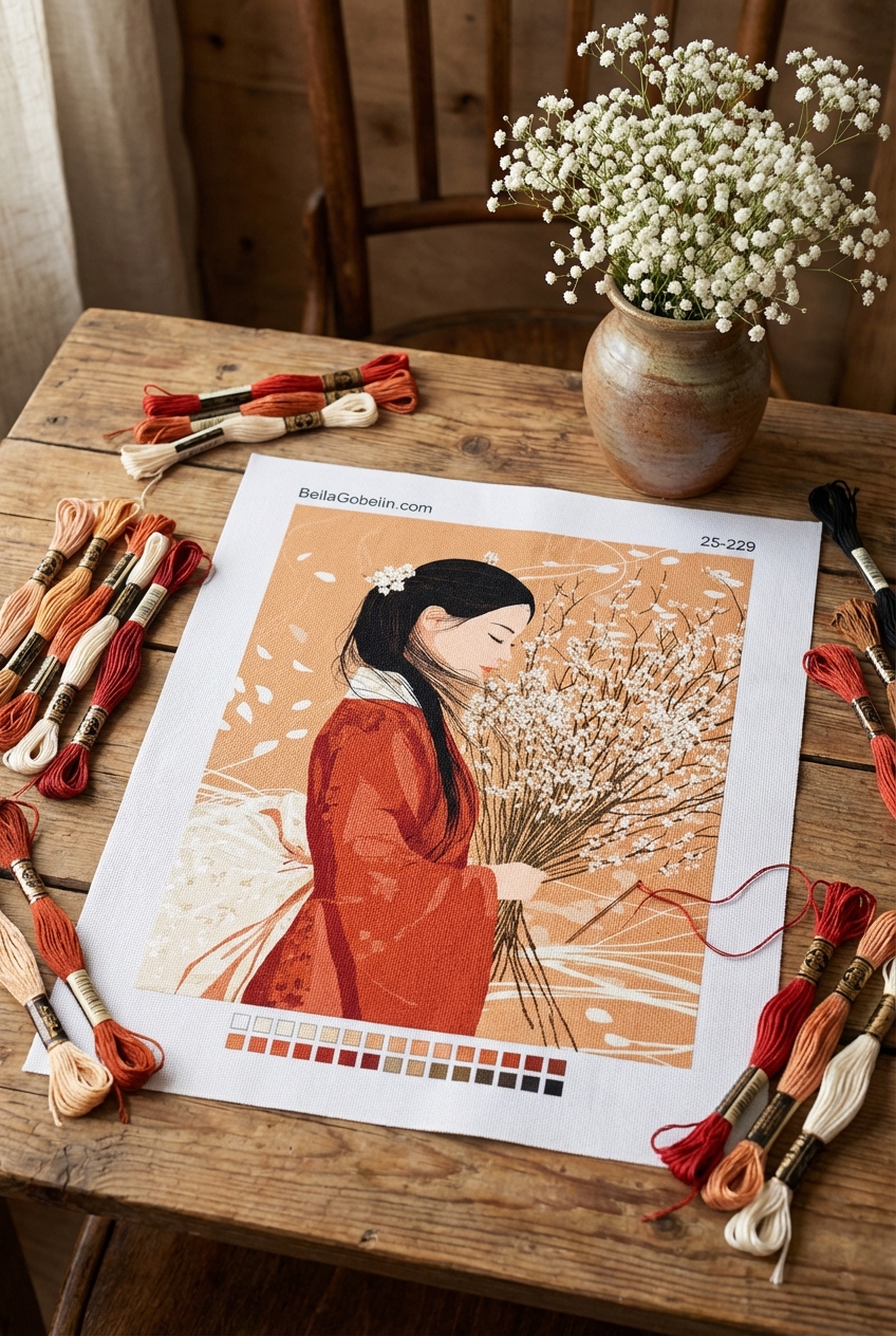 Geisha mit Blumen – 25-229