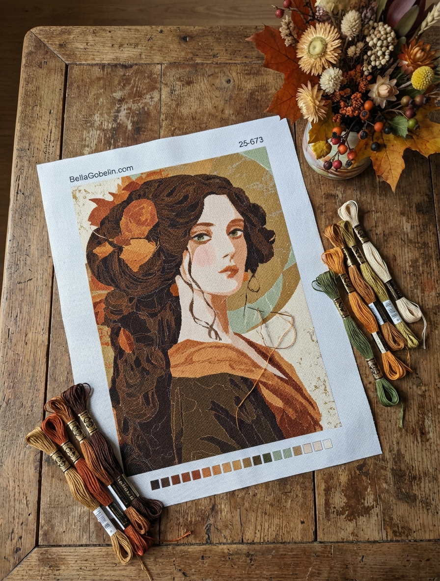 Damenportrait mit Herbstfarben