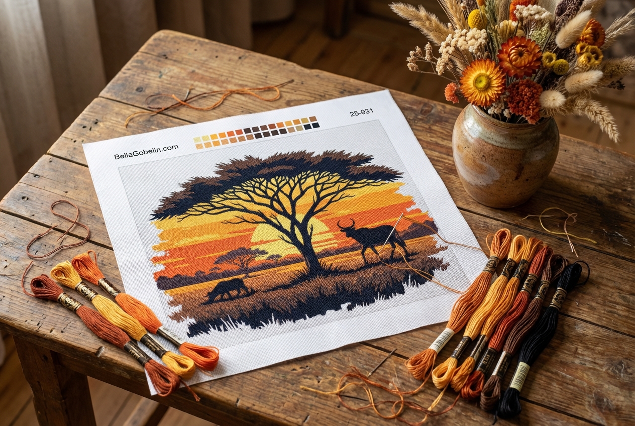Savannen im Sonnenuntergang