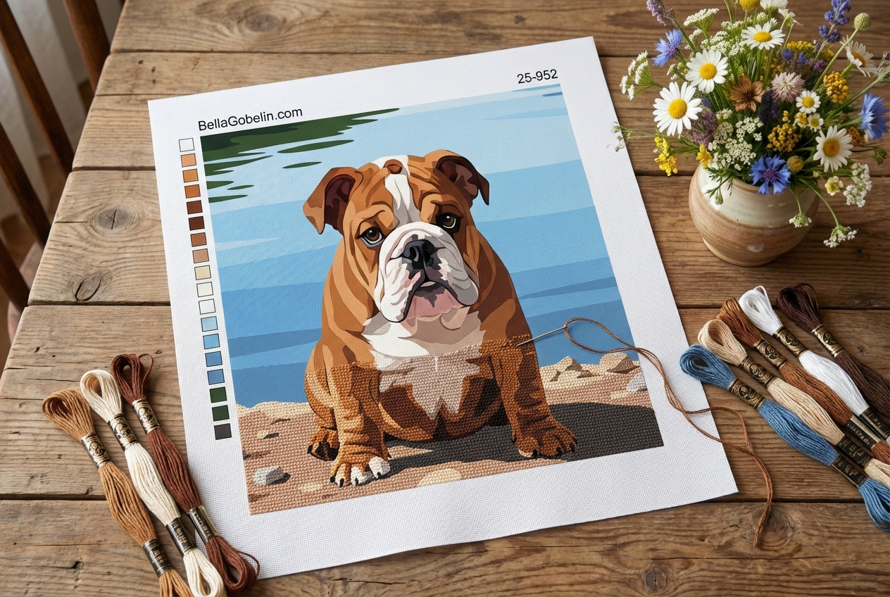 Englischer Bulldog am See – 25-952
