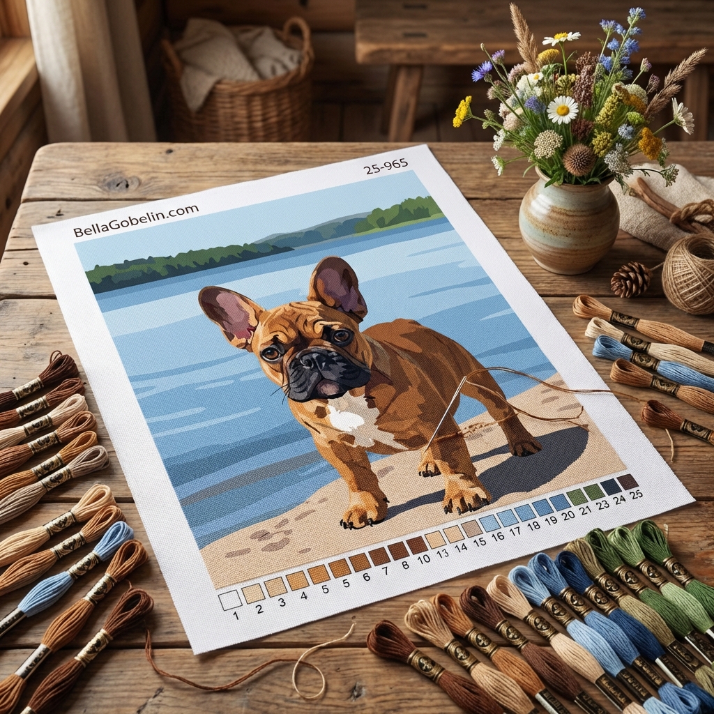 Hundeportrait – Französischer Bulldog-Welpe am See – 25-965