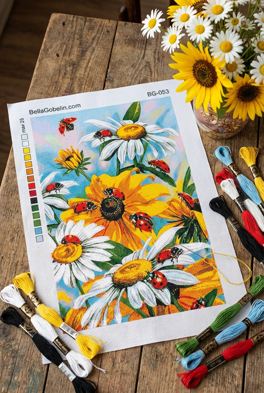 Marienkäfer und Blumen