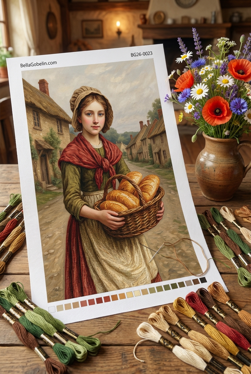 Mädchen mit Brot in ländlicher Umgebung