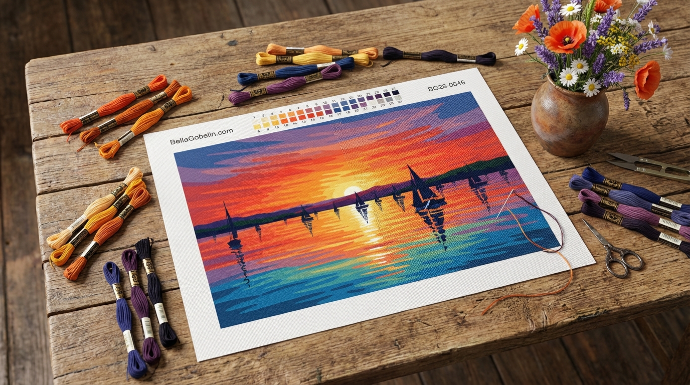 Segelschiffe bei Sonnenuntergang