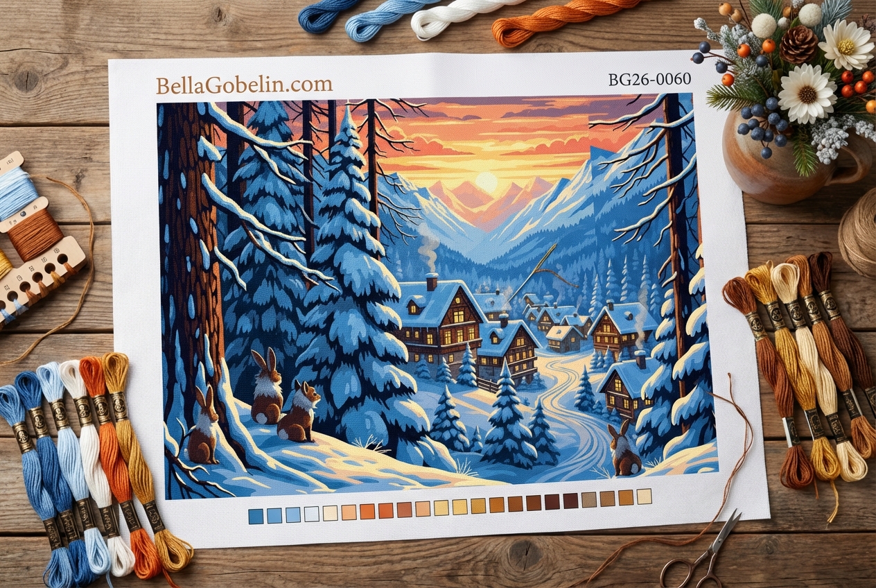 Winterlandschaft mit Häusern