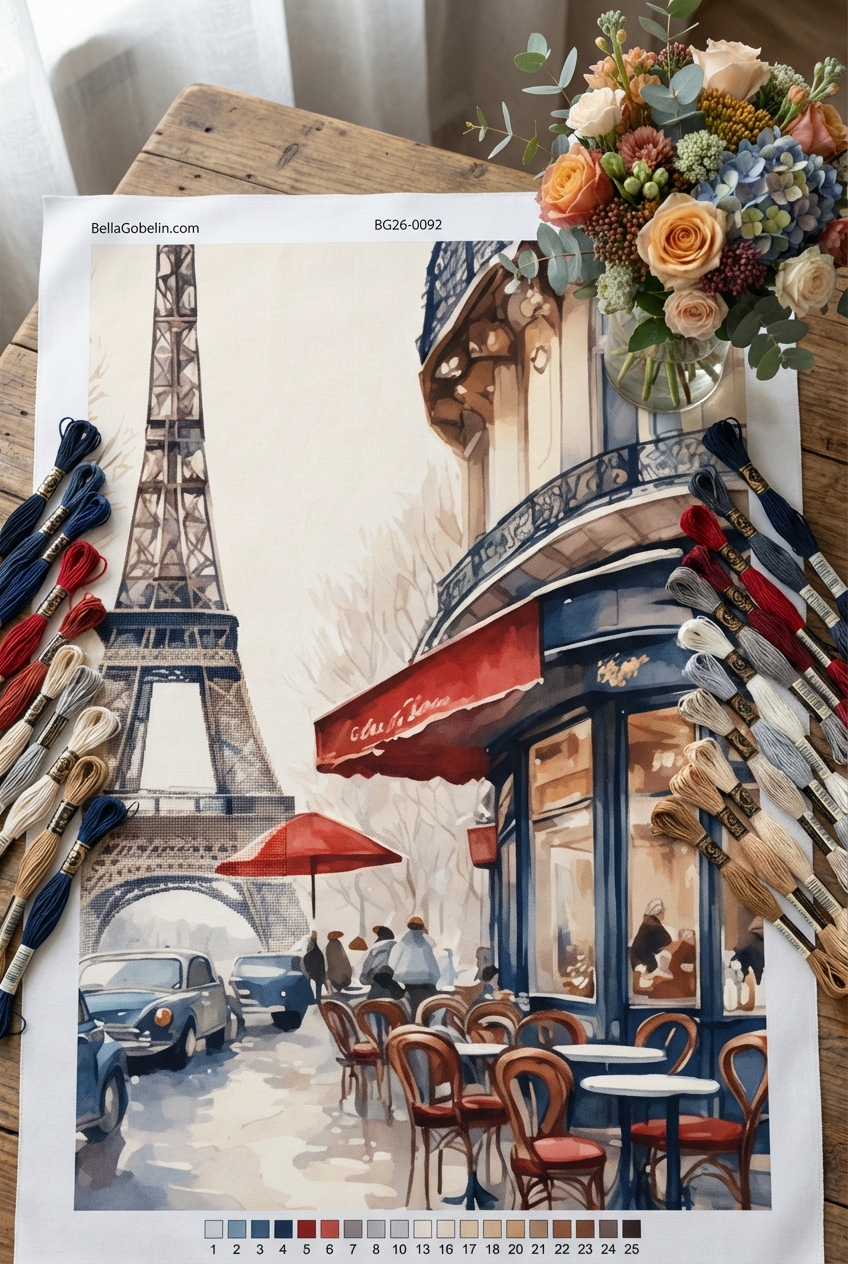Pariser Café mit Eiffelturm