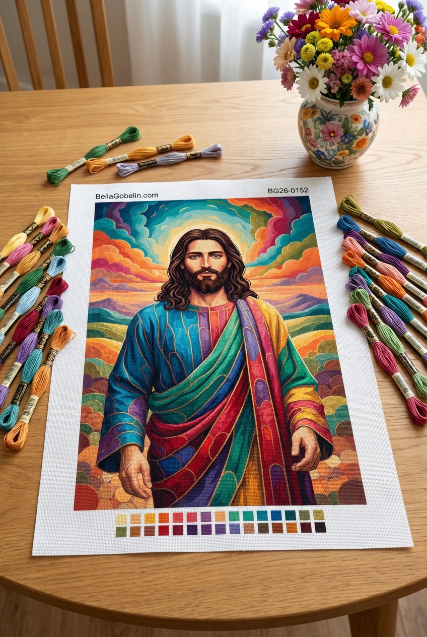 Farbenfrohes Jesus-Porträt