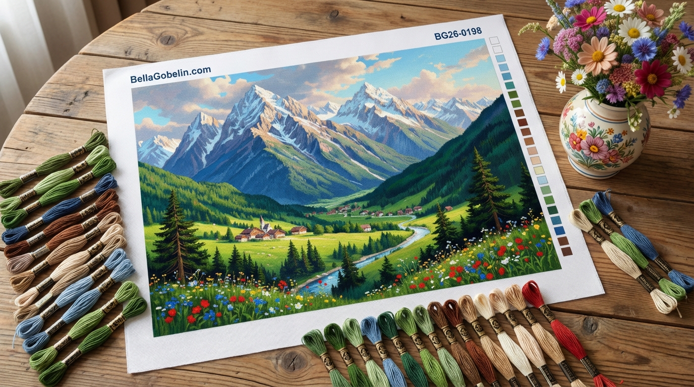 Alpenlandschaft mit Blumen – BG26-0198