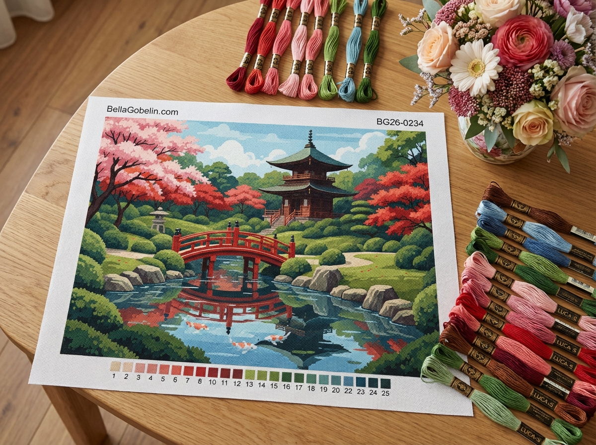 Japanischer Garten Brücke und Pagode