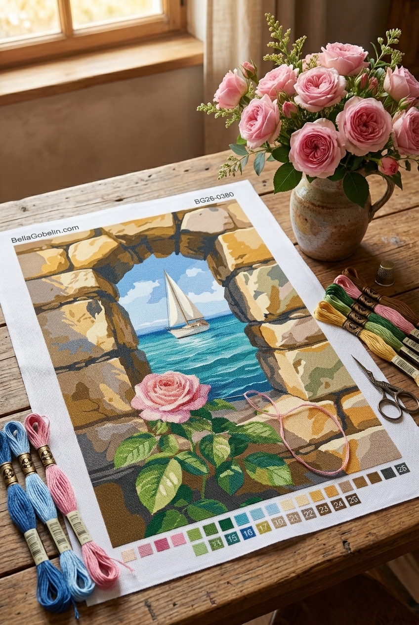 Seelandschaft mit Rose