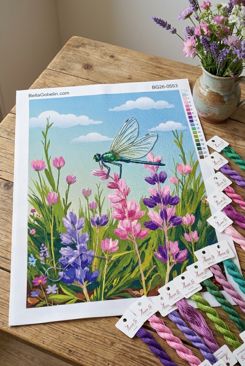 Libelle auf einer Blumenwiese