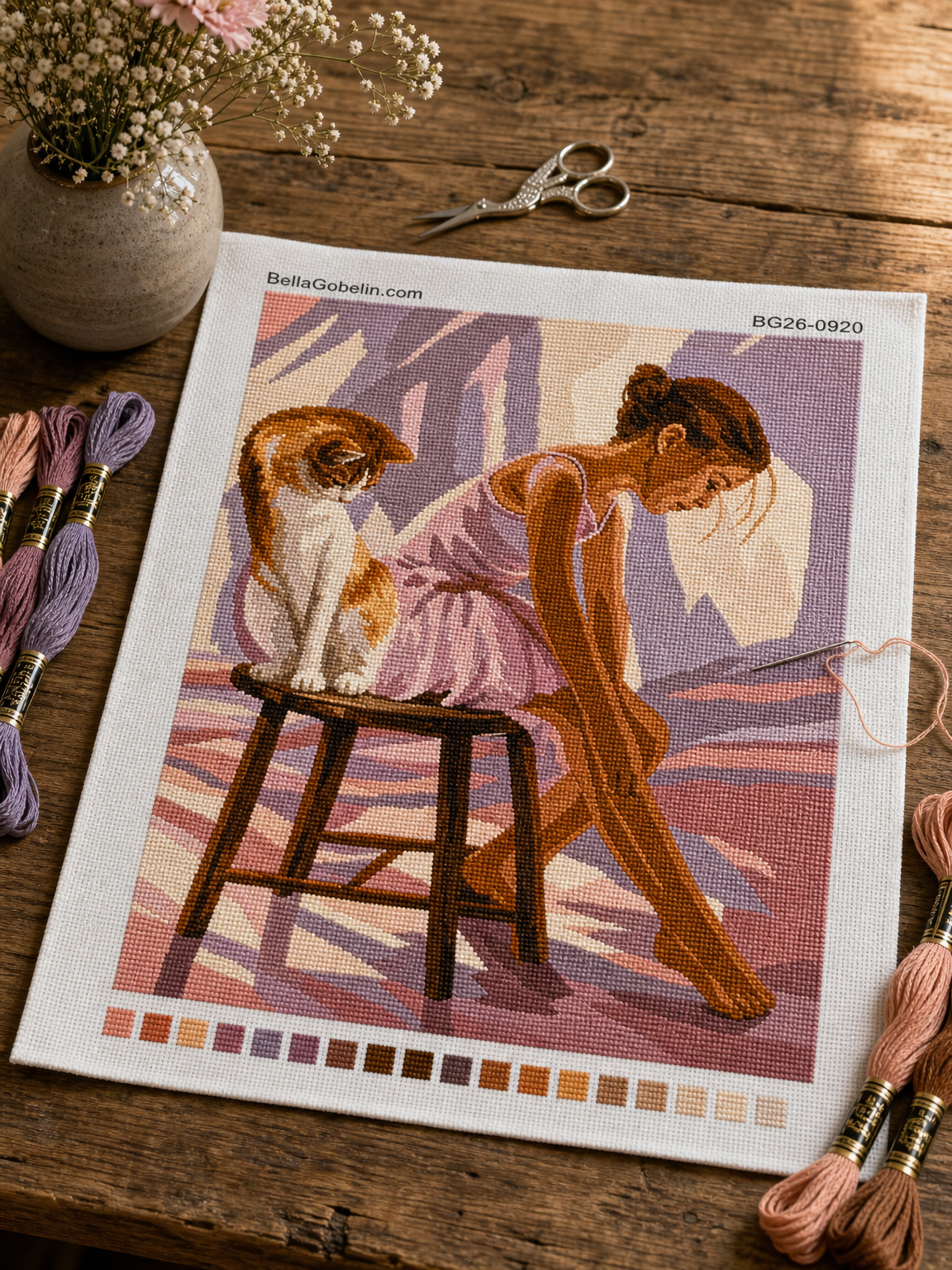 Ballerina-Mädchen mit Katze