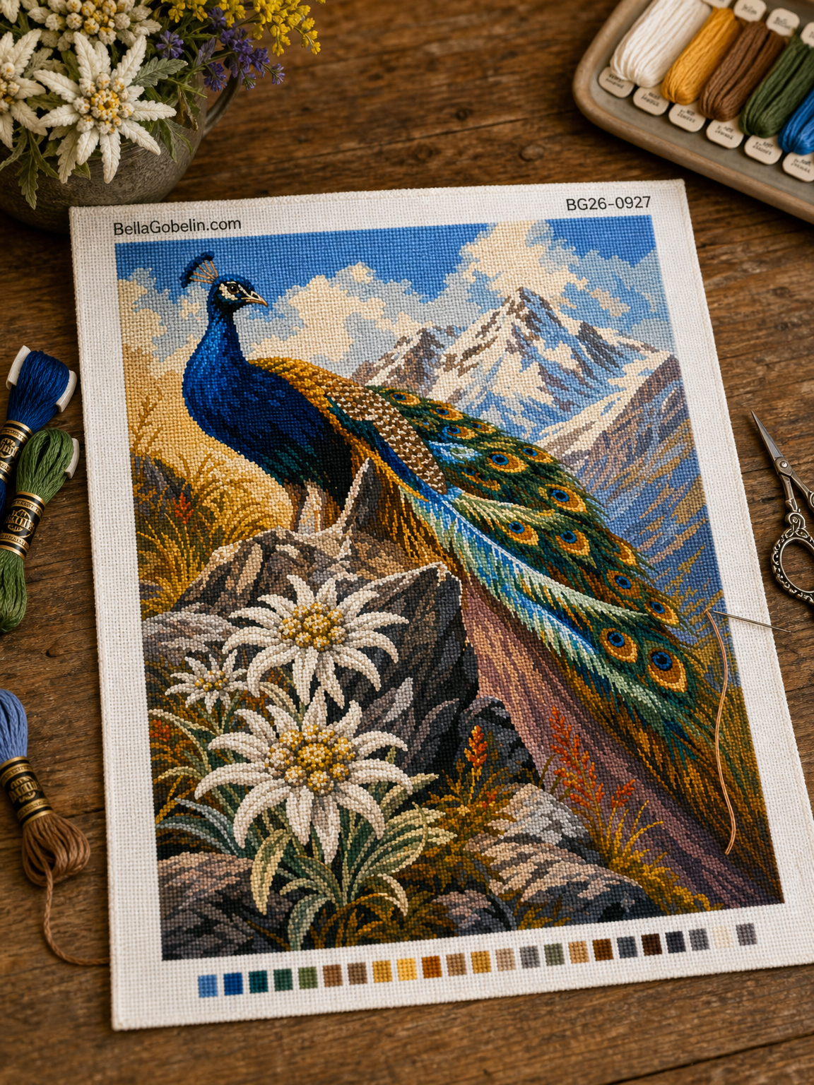 Pfau und Edelweiß