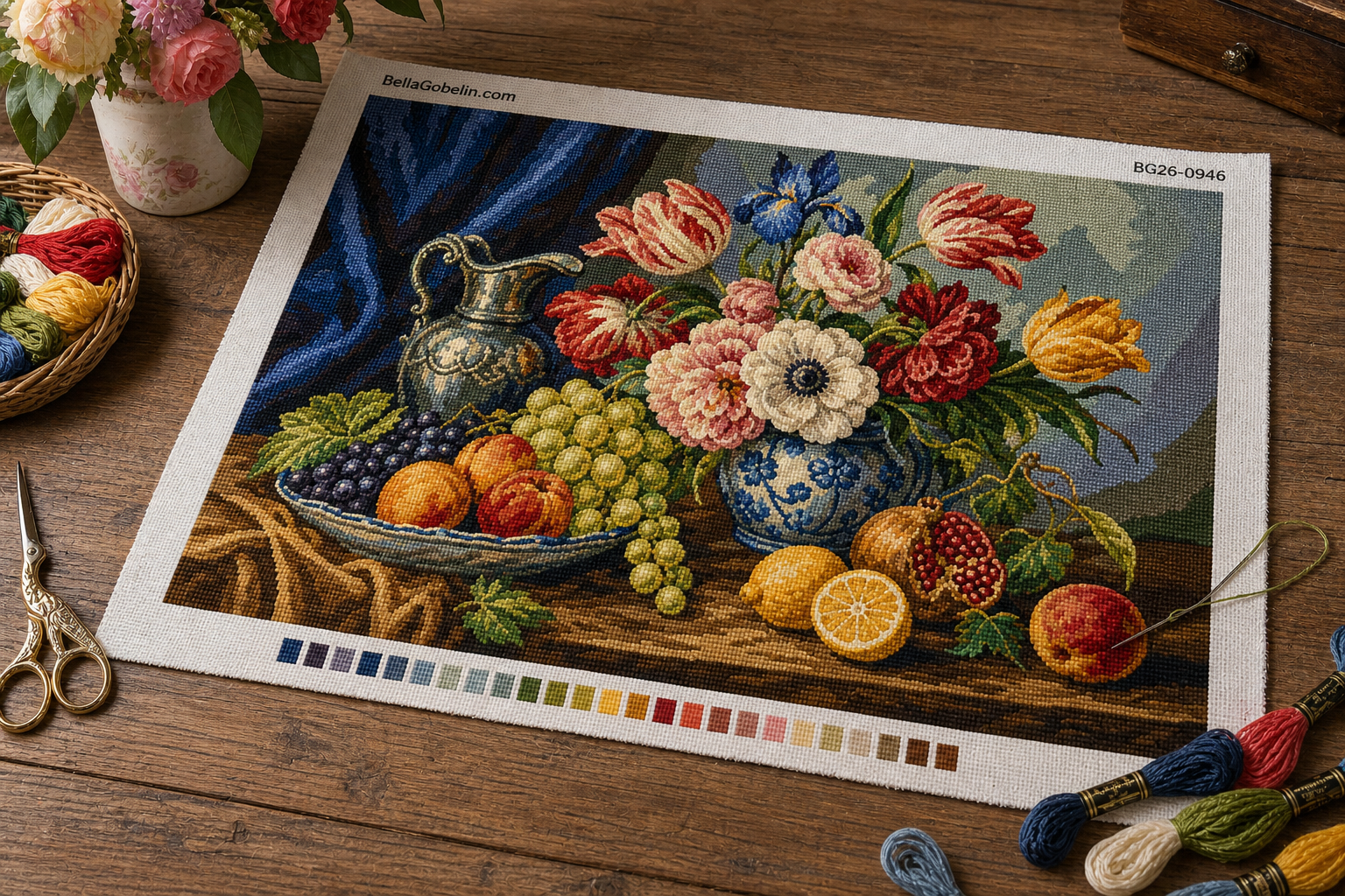 Blumen und Früchte