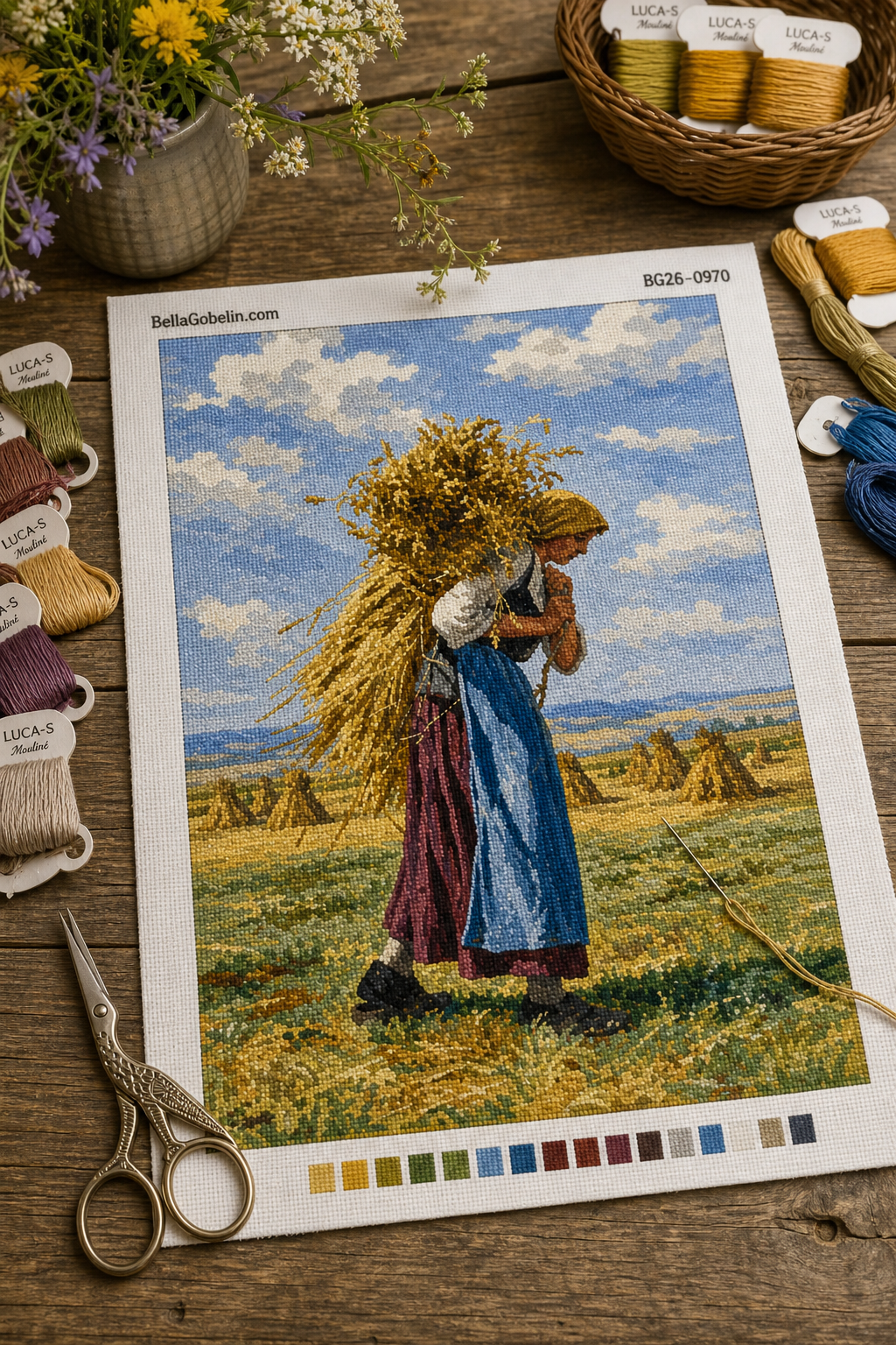 Erntefrau auf dem Feld