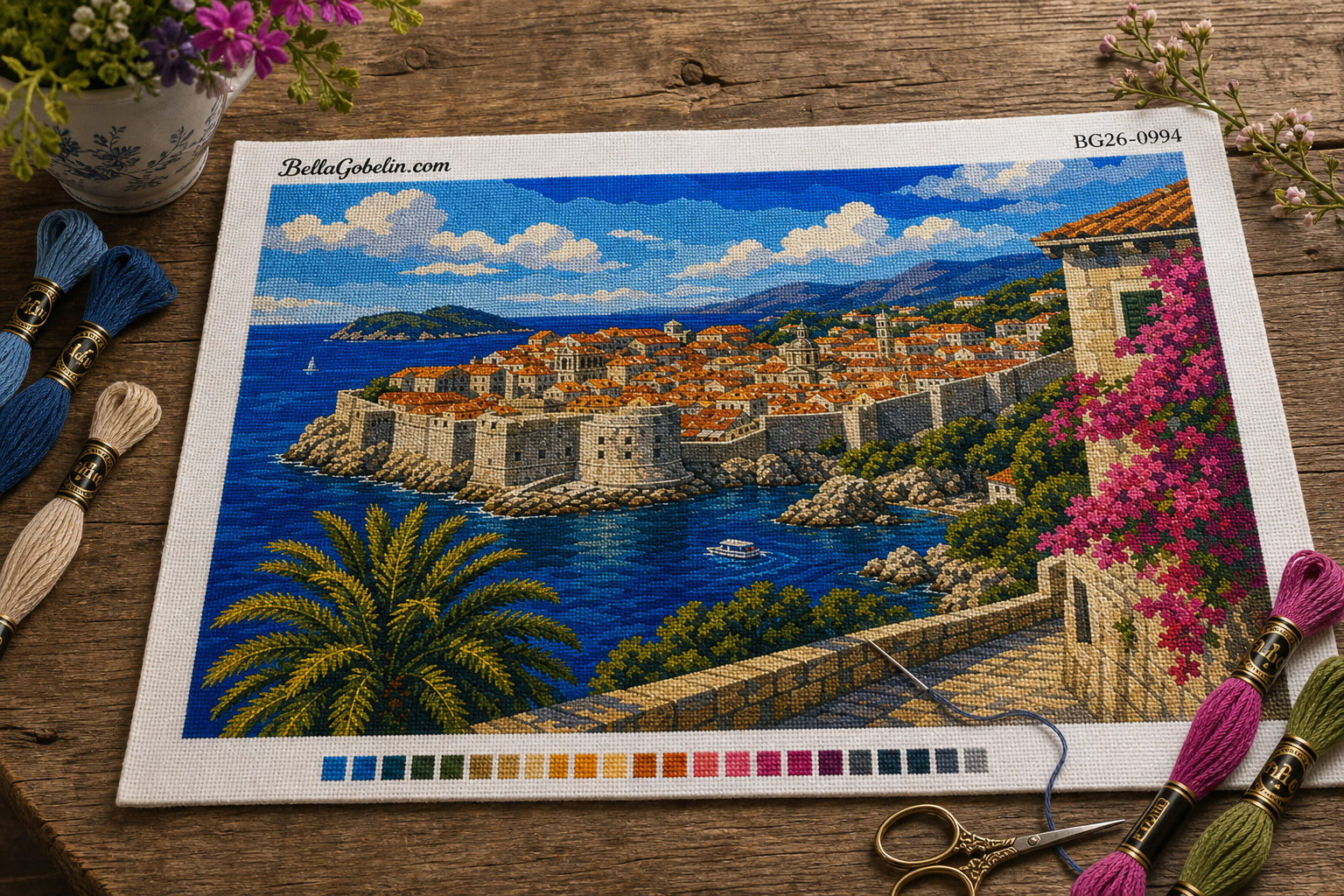 Panorama des Strandes von Dubrovnik