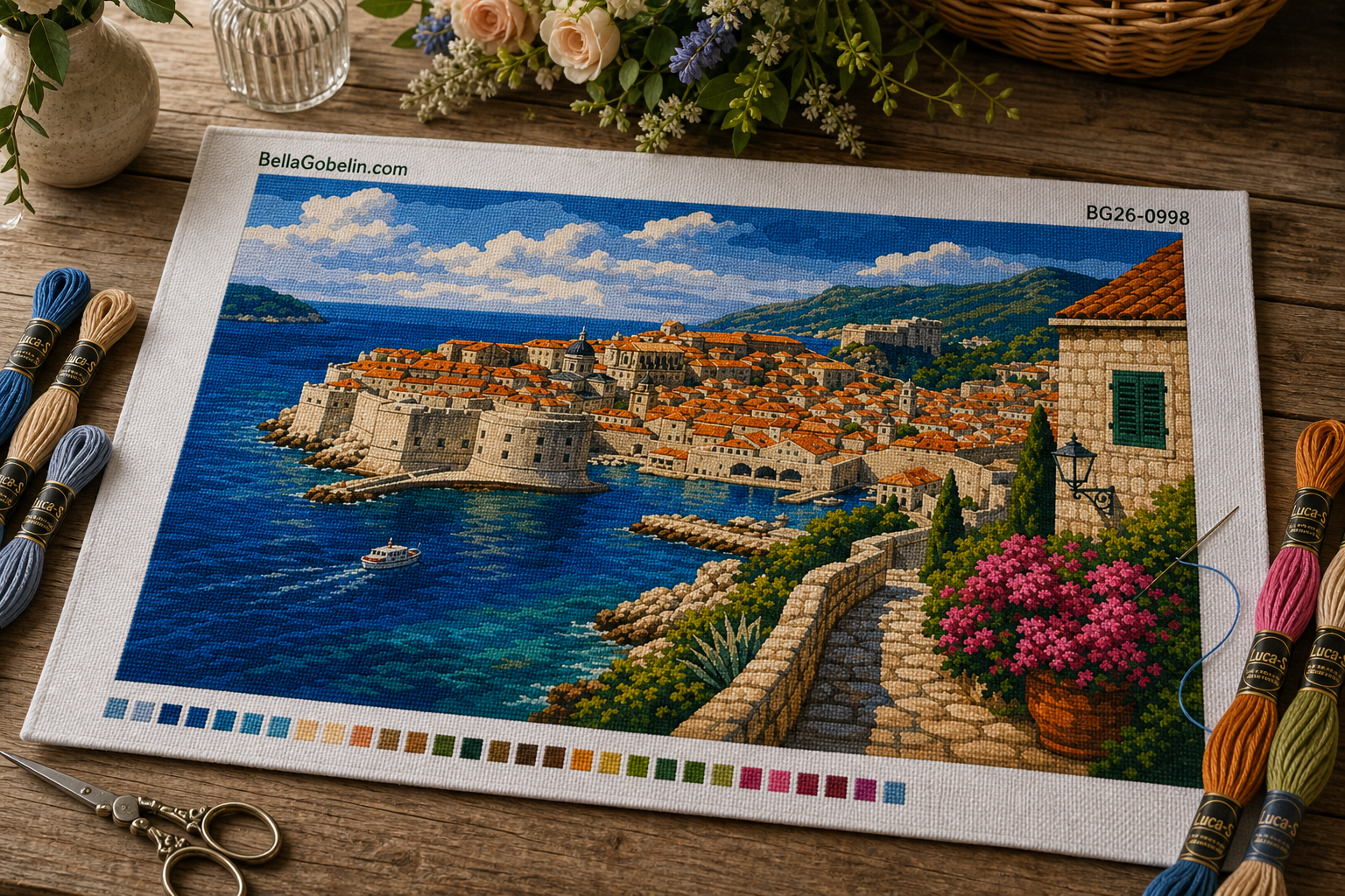 Panorama des Strandes von Dubrovnik