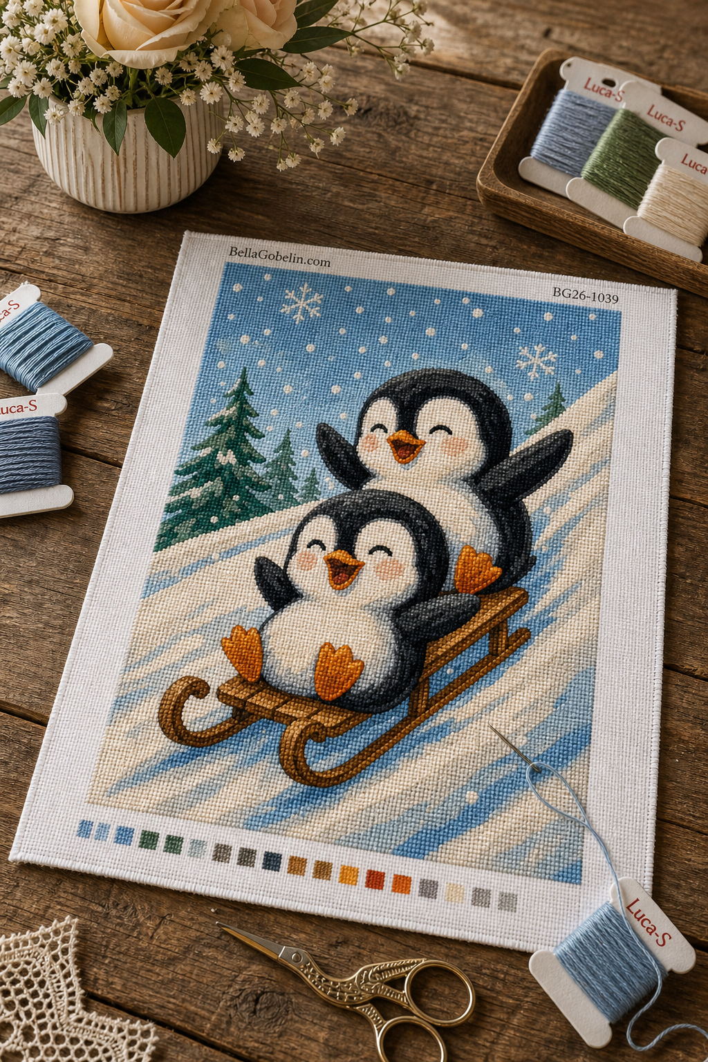 Pinguine auf dem Schlitten