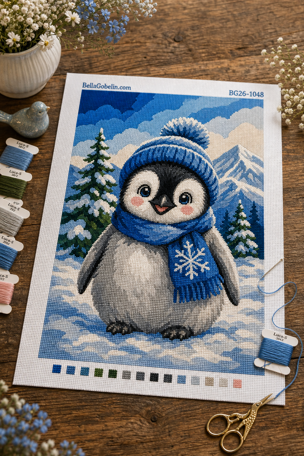 Winterblauer Mütze-Pinguin