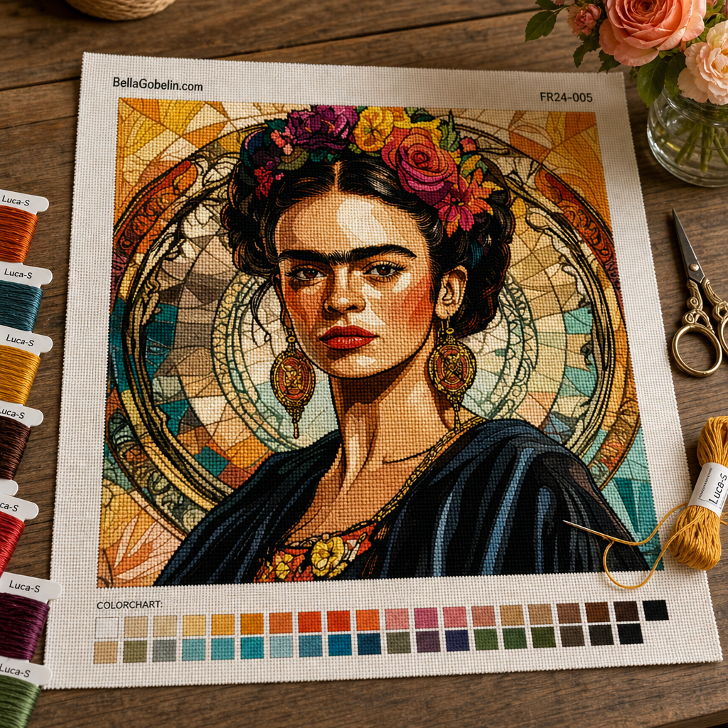Frida Kahlo Porträt im Stil von Alphonse Mucha – FR24-005