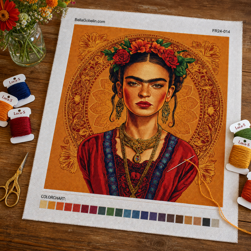 Frida Kahlo Porträt im Stil von Alphonse Mucha – FR24-014