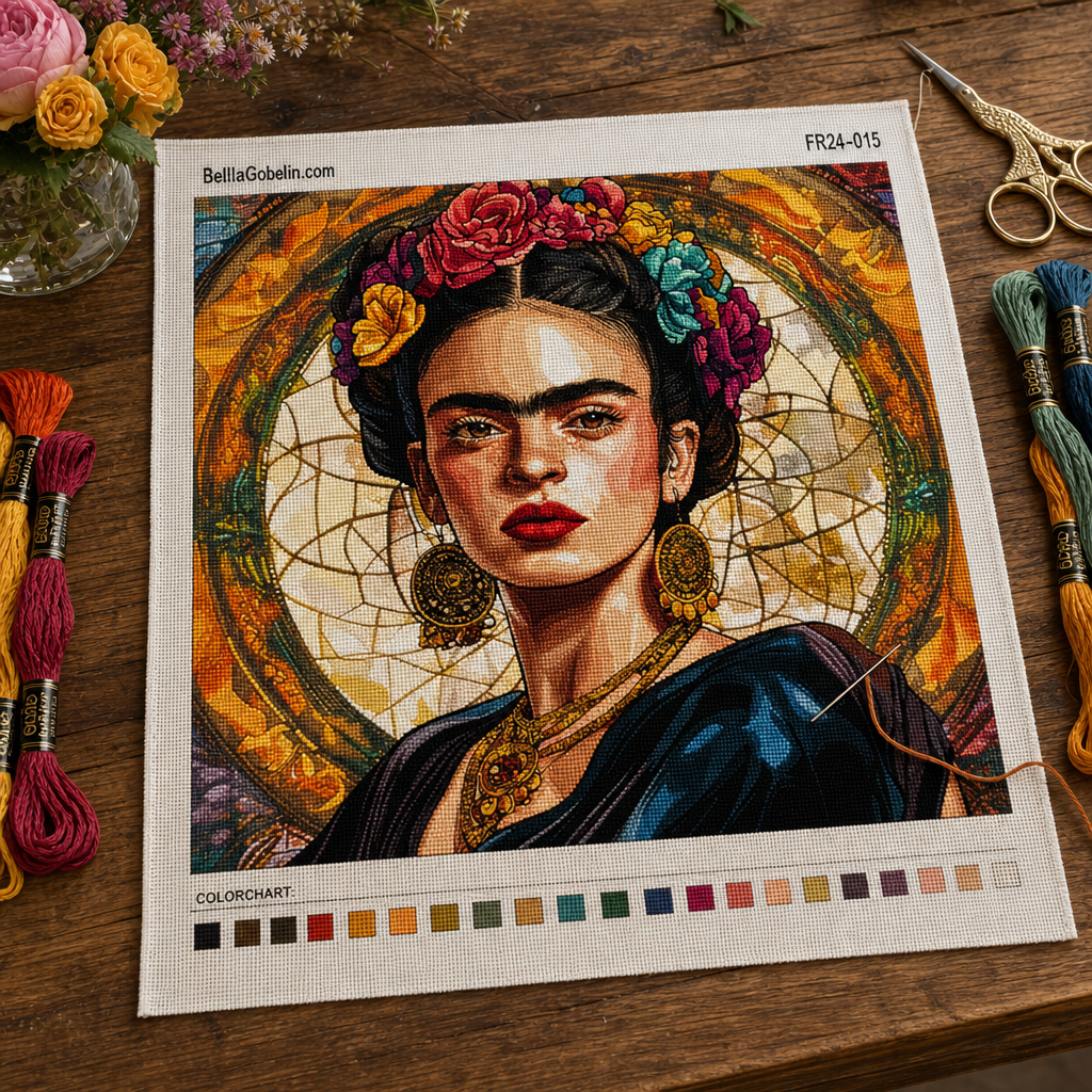 Frida Kahlo Porträt im Stil von Alphonse Mucha – FR24-015