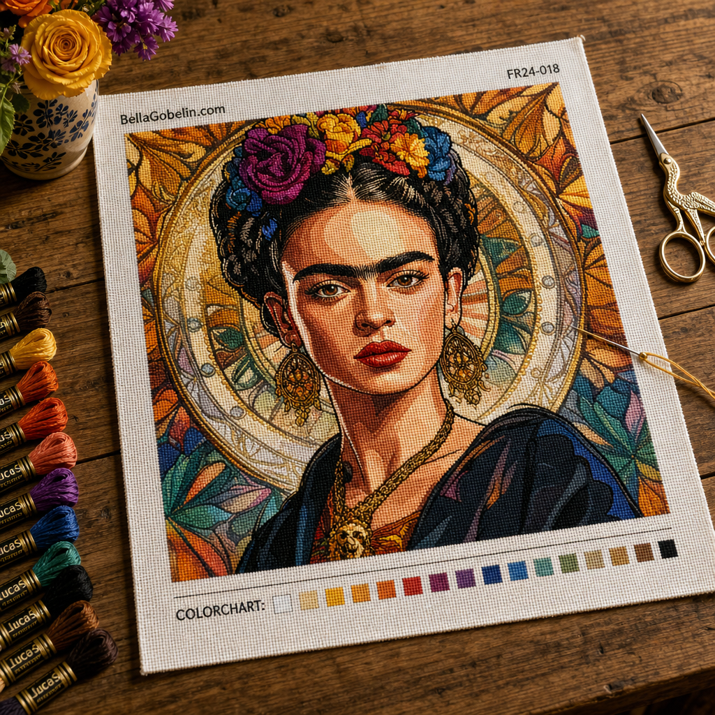 Frida Kahlo Porträt im Stil von Alphonse Mucha – FR24-018