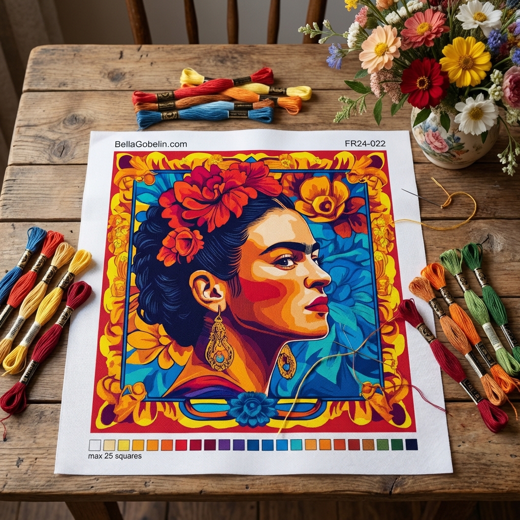 Frida Kahlo Porträt im Stil von Alphonse Mucha – FR24-022