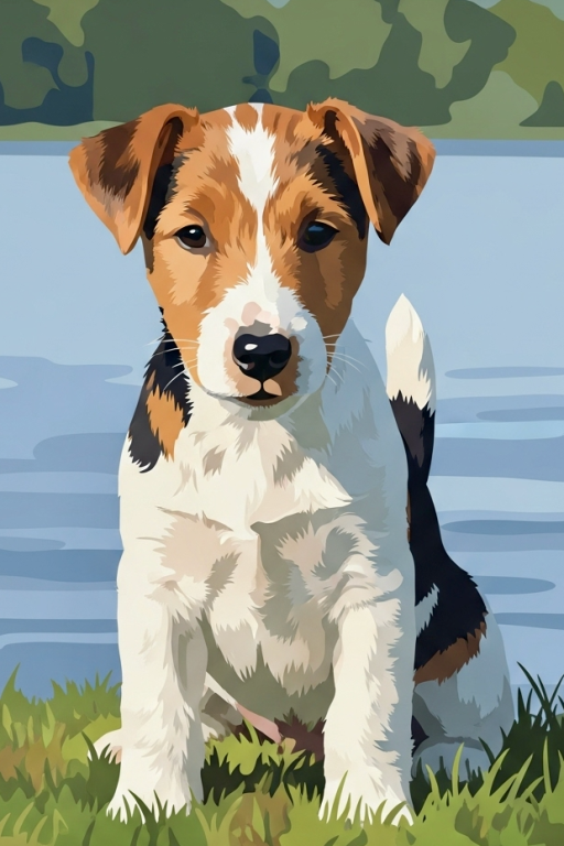 Kutyaportré - Foxterrier kiskutya a tónál