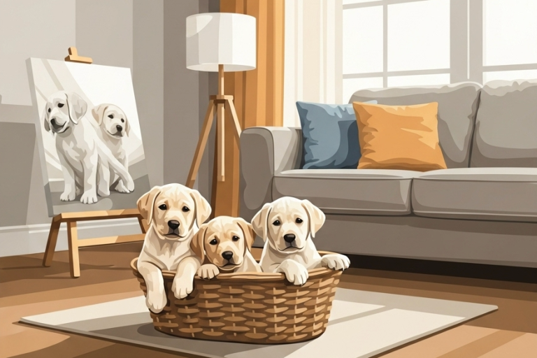 Kiskutyák a nappaliban