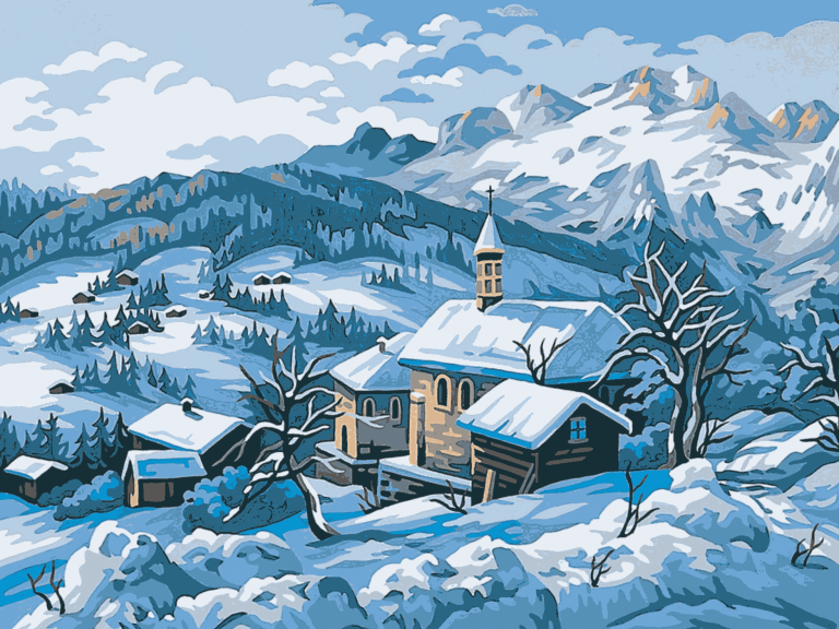 <div class='list-title'>Winterlandschaft um das Dorf herum</div><div class='list-plustitle'>Gobelin Stickbild - Stickpackung</div>