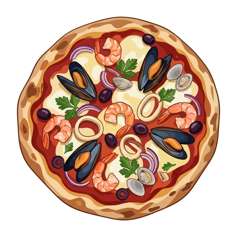 Tengergyümölcsei pizza