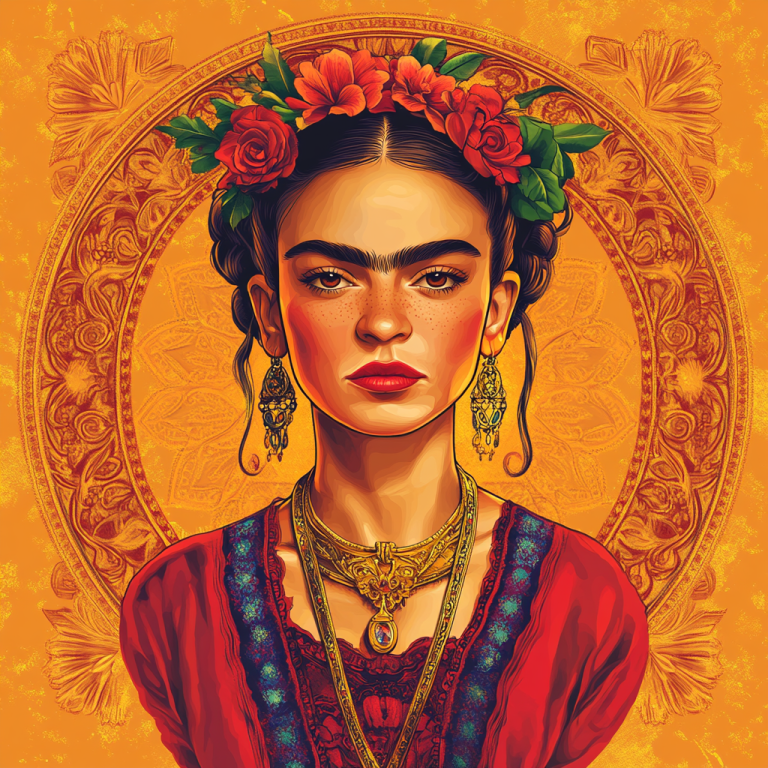 <div class='list-title'>Frida Kahlo Porträt im Stil von Alphonse Mucha</div><div class='list-plustitle'>Gobelin Stickbild - Stickpackung</div>