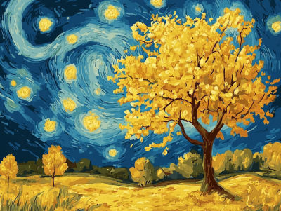 Abendlandschaft im Stil von Van Gogh