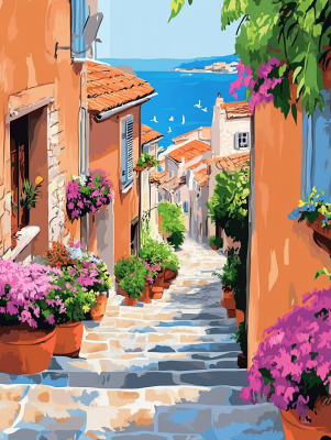 Blumige mediterrane Straßenserie – 25-145